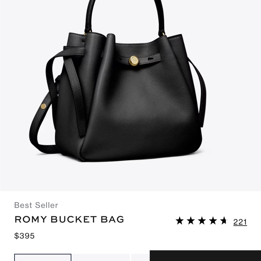 TORY BURCH ROMY SUEDE BUCKET BAG- IN BLACK - Picture 9 of 10